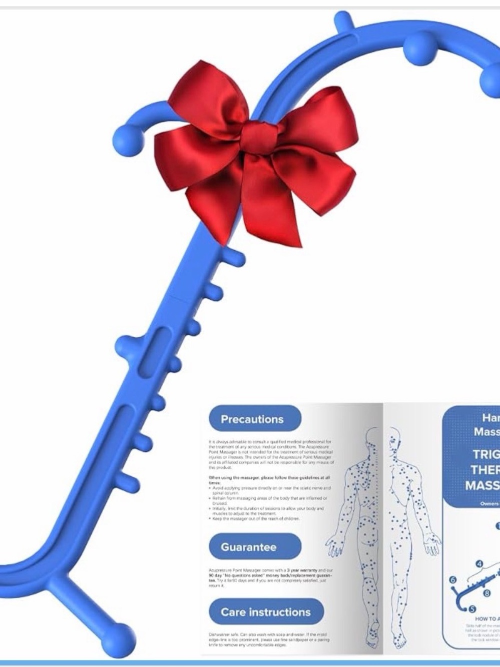 Blue Trigger Point Back Massager with Red Bow